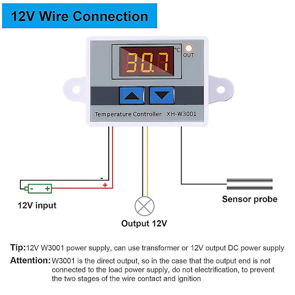 4 st Xh-w3001 Digital Temperaturregulatormodul Termostatbrytare Vattentät Sonda Elektronisk Th