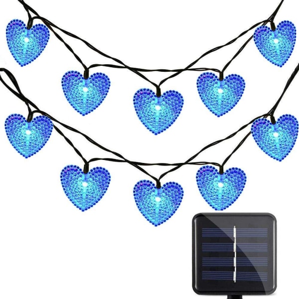 Solar Powered String Lights, 21.3ft 30 LED Solar Heart-Shaped String Lights Waterproof Ambiance Lighting for Outdoor Valentine's Yard Patio Garden Chr