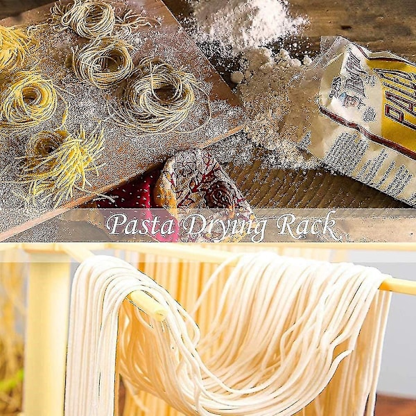 Nudel torkställ, Pastatorkställ, Nudelställ med 10 utdragbara steg för upp till 2 kg nudlar, koppar, handdukar, integrerad transportrör, hopfällbar spagetti dr