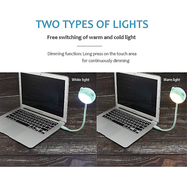 Mini USB Bluetooth-högtalare, Kallt/Varmt Ljus Bordlampa, Bluetooth Audio Trådlös