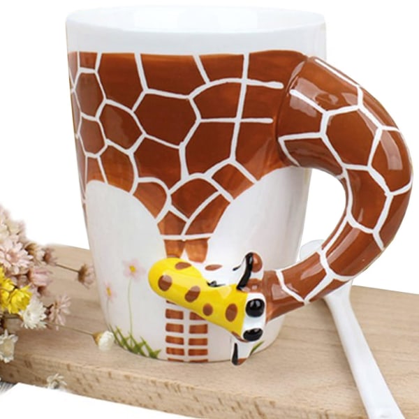 3D-kahvimuki Hauska eläinposliini, 13,5 unssia teekuppi. Hei, olen kirahvi, jolla on pitkä kaula