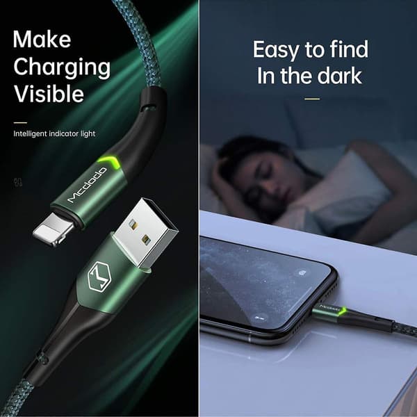 USB till Lightning iPhone Data- och Laddningskabel, Stöder Snabbladdning & Datasynkronisering (grön, 1,2 m), Nylonflätad, USB-A, Kompatibel med iPhone 13/13
