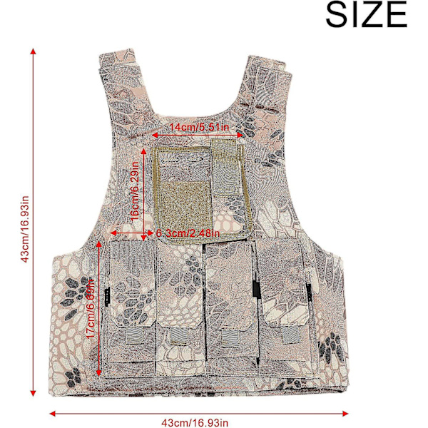Børne Taktisk Vest Camouflage Kampvest Udendørs Felt Spil Kampkunst Træning Beskyttelse