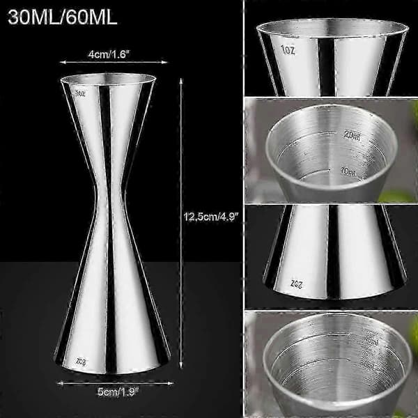 Cocktailmåler i rustfritt stål, målebeger 30 ml/45 ml