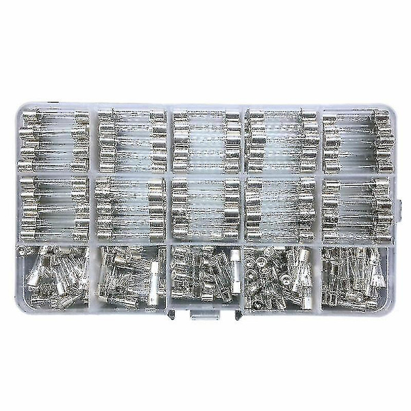 250x Assorterede Glassikringer 5x20mm 6x30mm Bokssikringssæt Hurtig Blæsning Hurtig Virkende