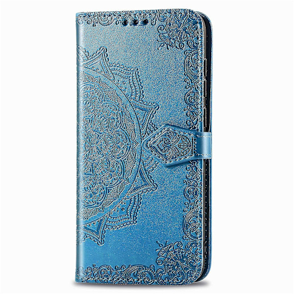 Huawei Mate 40 Lite Fodral Läder Plånboksfodral Präglad Mandala Magnetiskt Flip-skydd Stöttåligt - Blå