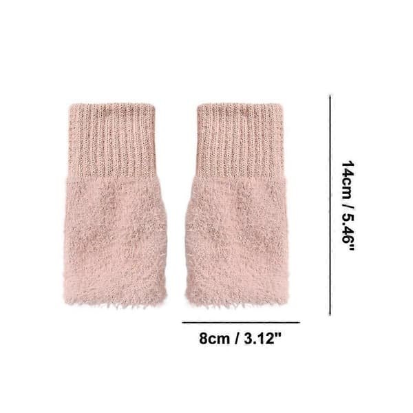 Halvfinger plysjhansker for kvinners vintervarme strikkede hansker;'/ C4O7 Khaki One size