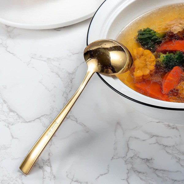 7,67 tommers liten øse skje hamret 18/10 rustfritt stål servering øse suppe øse sausbåt øse (gull)
