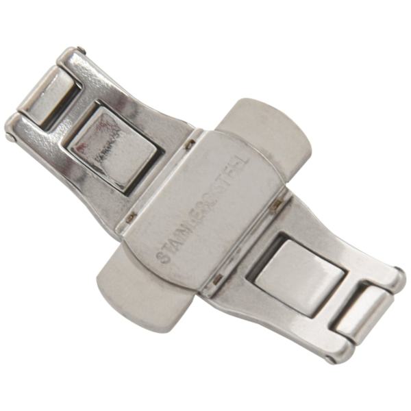 Dubbel Tryckknapp Fjärilsklämma Spänne Silver för 21mm Armbandsband
