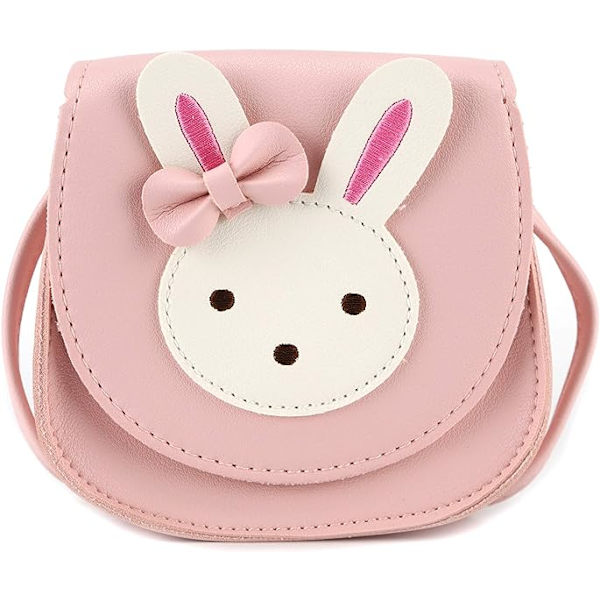 Liten kaninøre-bue crossbody-veske, PU-skulderhåndveske for barn jenter småbarn