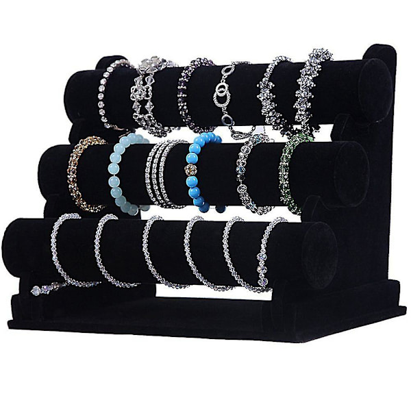 Armbåndsholder med 3-trinns hylle smykkehylle armbåndsdisplaystativ arrangør for klokker armbånd