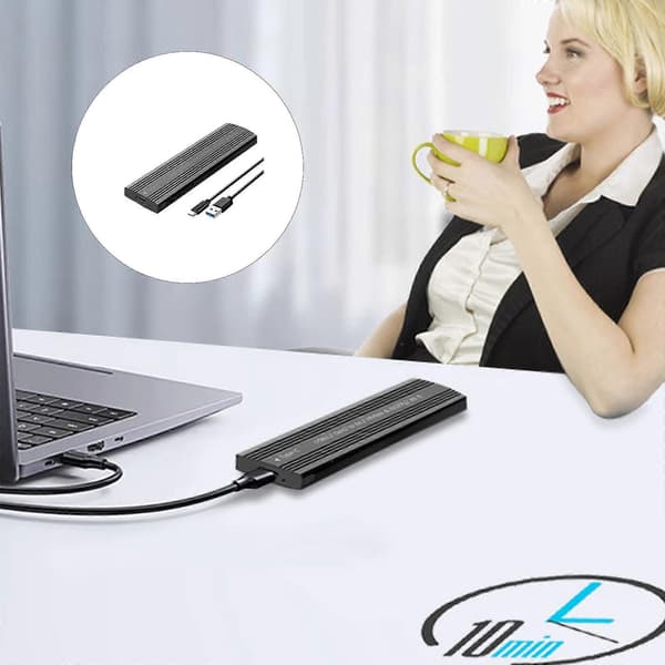 Aluminium USB3.2 M.2-enhetskabinett stöder både dubbelprotokollenhet upp till 8 TB kapacitet svart Black