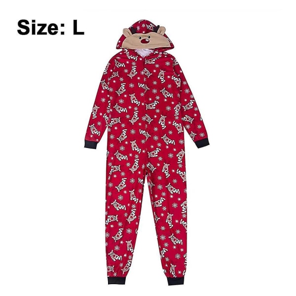 En-delt Pyjamas med Lynlås og Hætte - Hjemmetøj til Forår, Efterår og Vinter - Langærmet Elgprint - Voksen Hættetrøje med Lynlås - Sovepyjamas