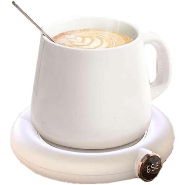 Varmere kopppute Kaffekrus Varmere, termostatisk varmekopppute, elektrisk termostatunderlegg, automatisk på/av, for kaffe, melk, te, kakao, varm sjokolade (Co