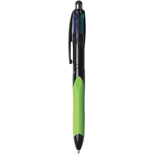 3 X Bic 4-färgs Retractable Kulspetspennor Med Ergonomiskt Grepp & Stylus, 0,4 mm Spets, Svart, Blå, Röd & Grön Bläckfärger (oem Pac