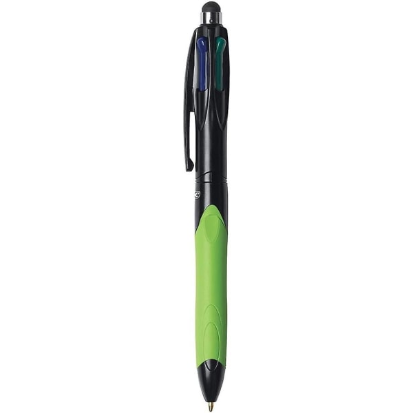 3 X Bic 4-väristä sisäänvedettävää kuulakärkikynää ergonomisella kahvalla ja kynällä, 0,4 mm:n kärki, musta, sininen, punainen ja vihreä mustevärit (oem Pac