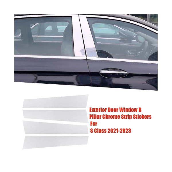 4 stk. Udvendigt vindue B-søjle Bright Strip-klistermærker til S-klasse 2021-2023 Center Post Aluminium Trim Panel