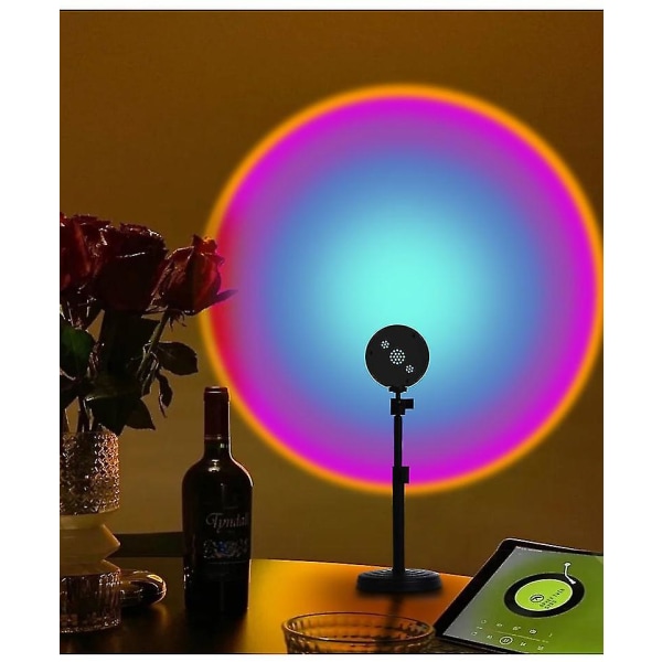 Solnedgångsljusprojektor, 360 graders roterande romantiskt led nattljus för fotografi Festdekoration (student Modell-blå Lila L