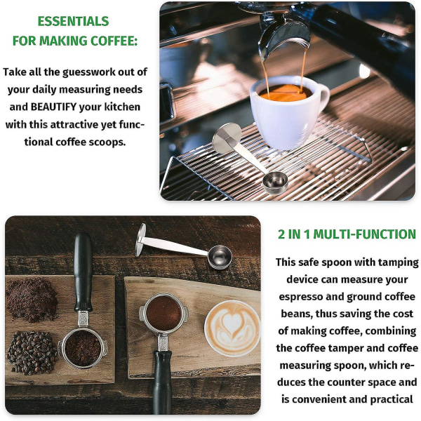 2 pakke kaffeskje Espresso Tamper 51 mm 2-i-1 Måle- og Espresso Tamper for kaffebønnepress Kaffekvern P