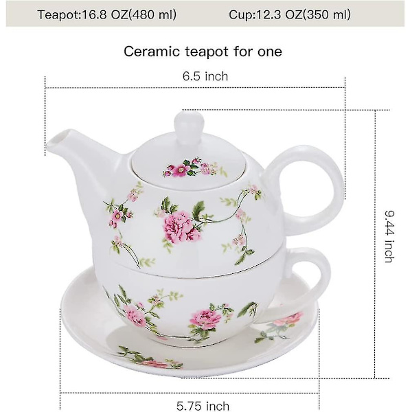 Porcelæn Te Til En, Blomster Tekande Og Kop Sæt, Rattan Blomster