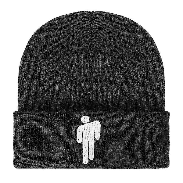 Billie Eilish Strikket Beanie Unisex Hiphop Beanie Casual Hætte Uldblød Beanie (sort 1 stk)
