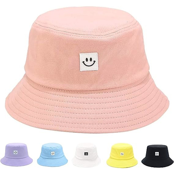Børne Solhat Smil Ansigt Spand Hat til Piger Drenge Sommer Solbeskyttelse Bomuld Unisex Strand Cap