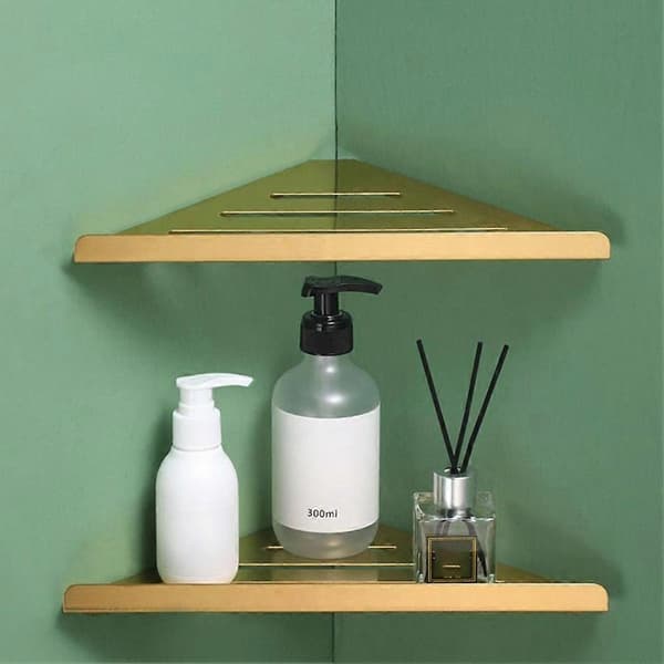 Hjørnedusjhylle i rustfritt stål uten boring Plassbesparende hjørnedesign maksimerer oppbevaring for baderom Brushed