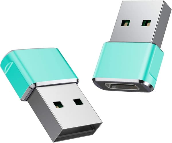 USB-C Hon till USB Han Adapter (2-pack), Typ C till USB A Laddningskabeladapter för iPhone 11 12 Pro