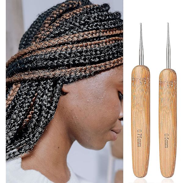 9 st Dreadlocks Virkningskrok Set, Latch Hook Dread Virkningskrokar för Hårlåsning Vävning, Interlocking Verktyg för Locs