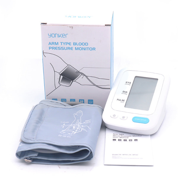 Overarms blodtryksmåler, automatisk blodtryksmaskine med justerbar armmanchet, digital BP-manchet og uregelmæssig hjerterytme D