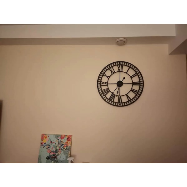 Väderbeständig trädgårdsklocka Retro Romersk Enkel Järnkonst Utomhusklocka Batteridriven Tyst 40cm