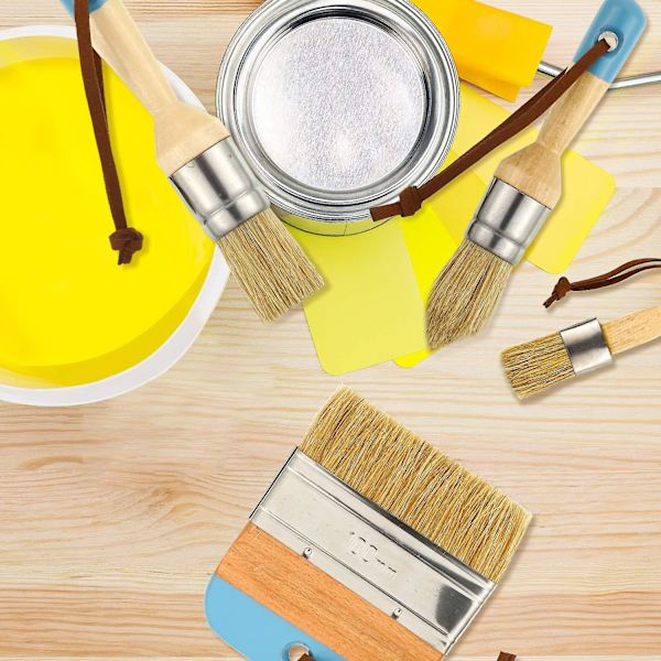 4 stk. Kridt- og Voksmaling Pensler Børstehår Maling Naturlige Pensler Træhåndtag DIY Voksning Pensler Til Kunst Håndværk Træ Møbler
