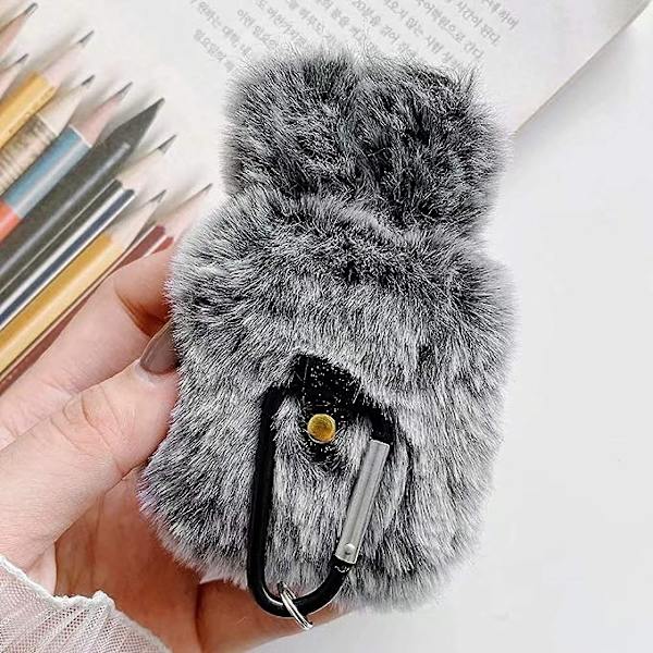 Kotelo Airpods 1 -kotelolle Airpods 2 Pörröinen Kanikotelo Pehmeä Karvainen Muodikkaasti Söpö Jäniskorva Tekoturkis PC Suojakuori Kestävä Kotelo Airpodeille