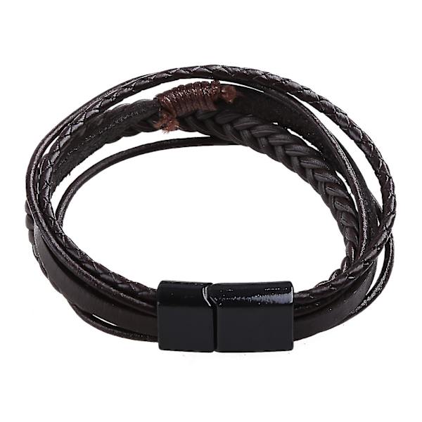 Læderarmbånd til mænd, flettet brunt rustikt gave til far, fars dag armbånd