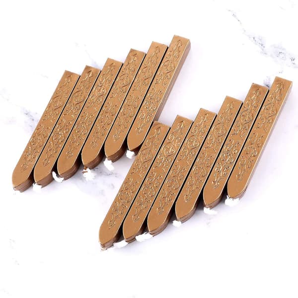 12 stykker forsegling voks pinner med veker antikk brann manuskript forsegling voks for voks forseglingsstempel (bronse)