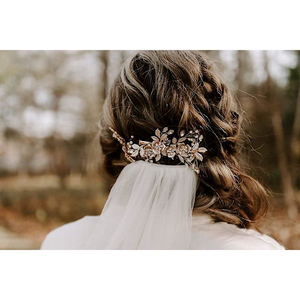 Lys Ros Bryllupsklip Rhinestone Brudkam Barrette - Håndlavet Blomsterklip Hårpynt Til Kvinder