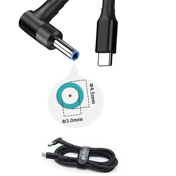 USB-C til Laptop Opladningskabel Adapter Type C til DC Konverter til HP
