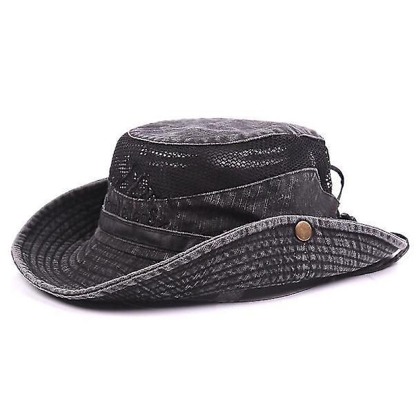 Bomullssolhatt UV-skydd Sommarhattar Strandhatt Safari Boonie Hat Fällbar Fishsing Hat Med Andningsbart Nät Och Justerbar Hakrem-
