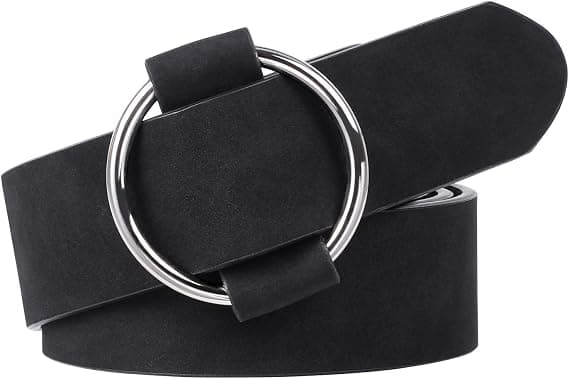 Damebelte med rund spenne, hullfri, justerbart belte jeans