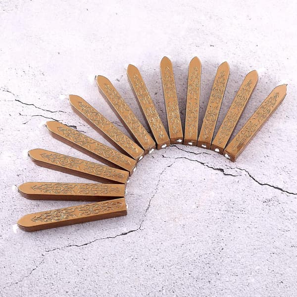 12 stykker forsegling voks pinner med veker antikk brann manuskript forsegling voks for voks forseglingsstempel (bronse)