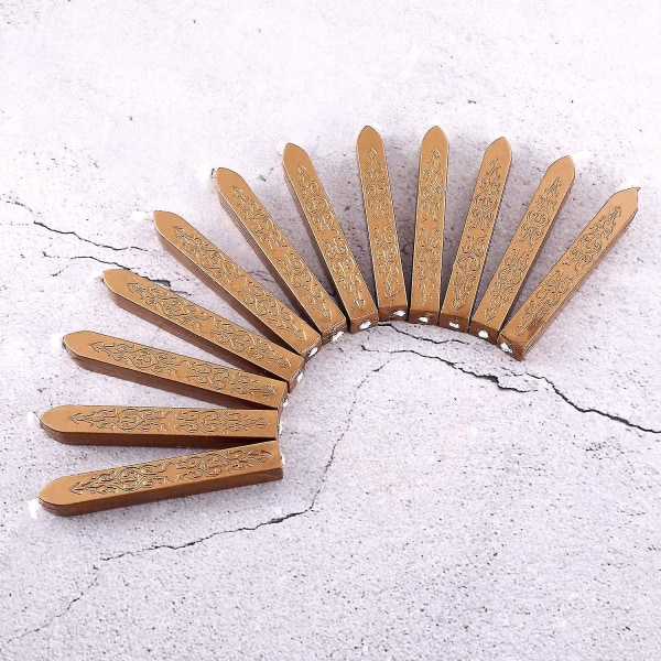 12 stykker forseglingsvokspinner med veker Antik brannmanuskript forseglingsvoks for voksforseglingsstempel (bronse)