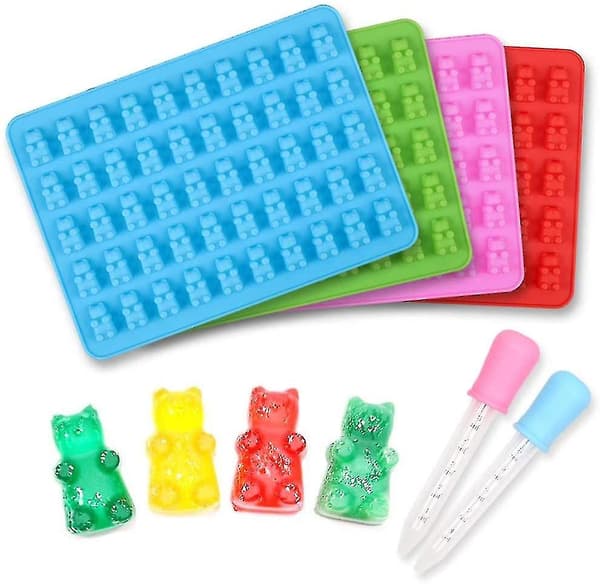 4 stk Silikon Gummy Bear Form Med 2 Dråpetellere
