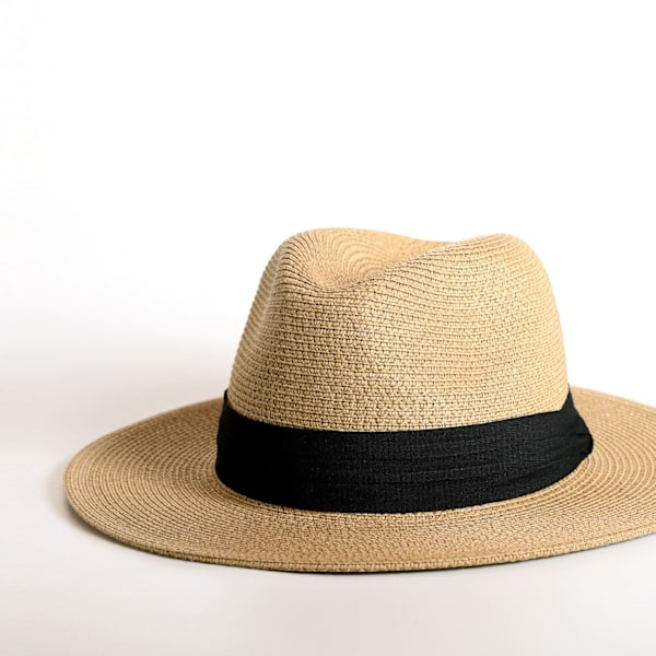 Mænd Kvinder Bred Skygge Panama Fedora UPF Halm Hat Gave Ideal Beige L