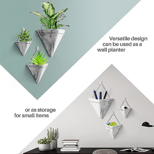 10cm Hängande Planter. 2-pack Keramiska Geometriska Väggplanter Växtställ Behållare Med Krokar För Inomhus Utomhus Väggdekor. För