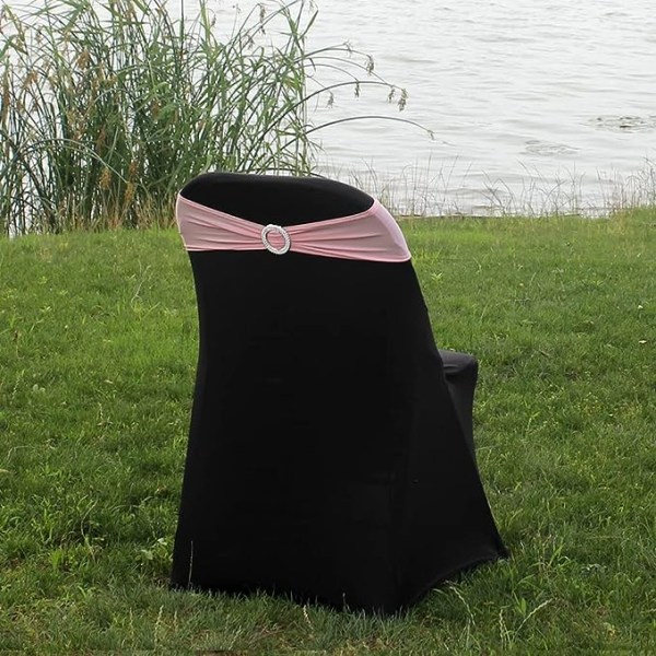 10 stk Pink Stretch stol Sash Bånd Elastisk monteret stolebetræk Spandex bindebånd med spænde til Brude brusebad Bryllupsfest Fejring Dekoration Fødsel