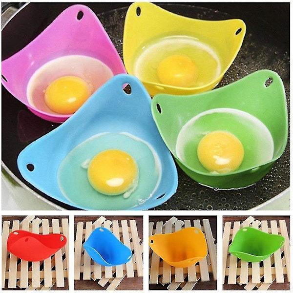 Sett med 6 Silikon Eggkokere - Perfekt for å lage Kokte Egg