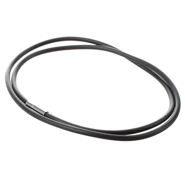 3mm Sort Gummi-Kæde Halskæde med Rustfrit Stål Lukning - 60,5 cm