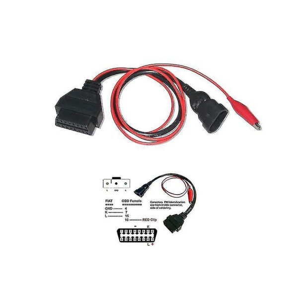 3-stift till 16-stift Obd2-adapterkontakt Diagnostisk kabel för Fiat Alfa Lancia