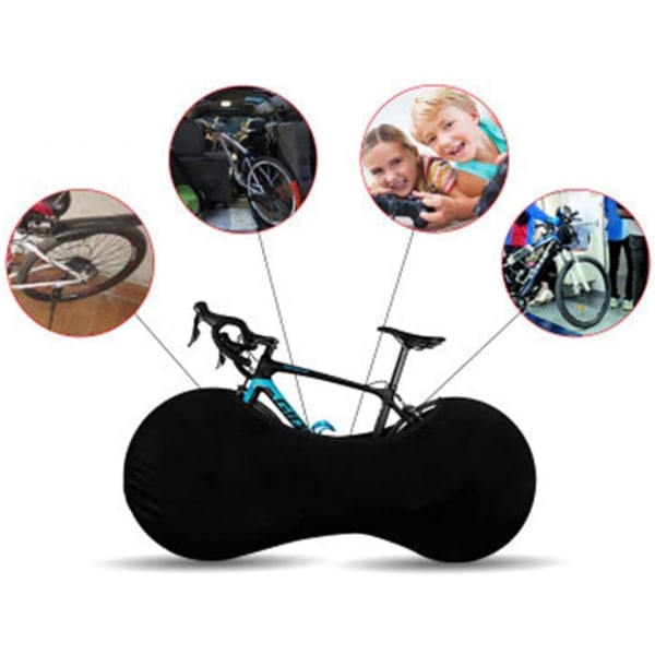 Cykeldæksel, Støvtæt cykeldæksel til indendørs udendørs opbevaring, vaskbar cykelopbevaringspose, strækbart støvbetræk til alle cykler sort