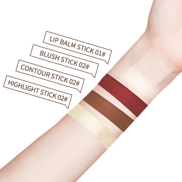 4-i-1 multifunksjonelt sminkestiftsett Highlighter Blush Leppestift for kvinner